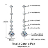 Moissanite 3ct VVS1 silver tassel dangle earrings by HSF Marketplace