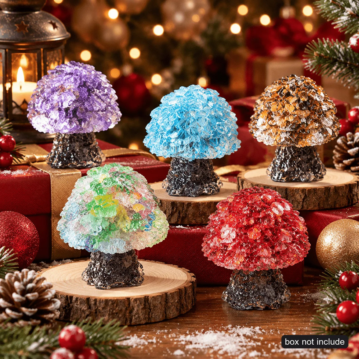 1PC Random Crystal Tree Figurine, Natural Gemstone Chip Mini Tree, Christmas Desktop Shelf Decor Gift