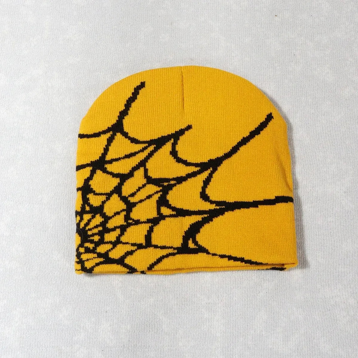 Autumn unisex spiderweb knitted beanie hat, Y2K punk skull cap for women and men by HSF Marketplace