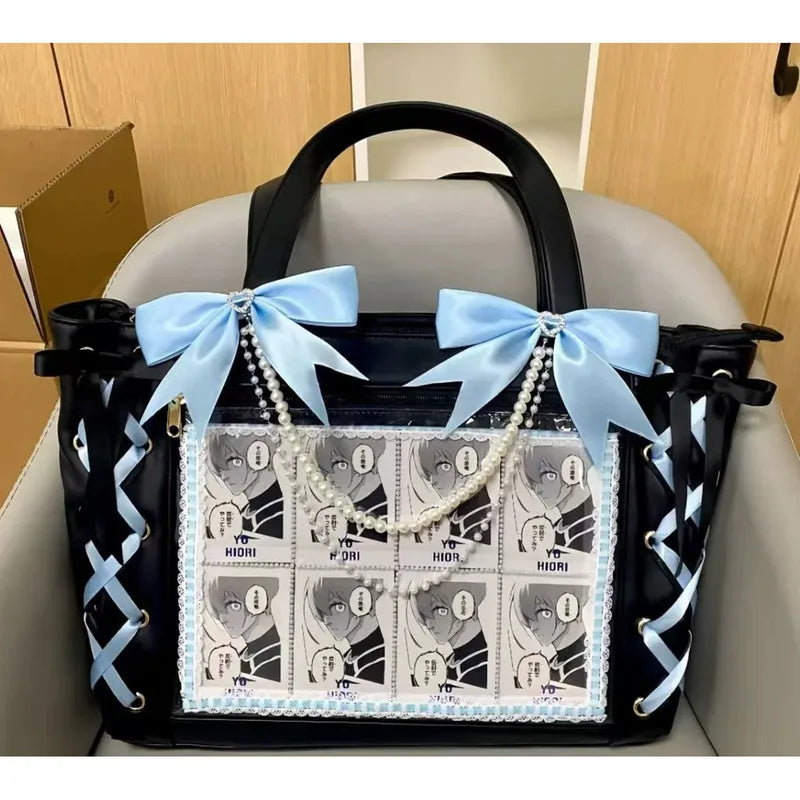 Cute Japanese ribbon transparent ita bag tote by HSF Marketplace for girls