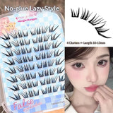 No Glue Self-Adhesive False Eyelashes - Dramatic Volume Natural Wispy Winged Fox Eye Manga Style Fluffy Cat Eye Lashes 7-12mm