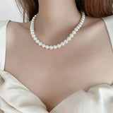 Elegant white pearl choker necklace for women and men by HSF Marketplace
