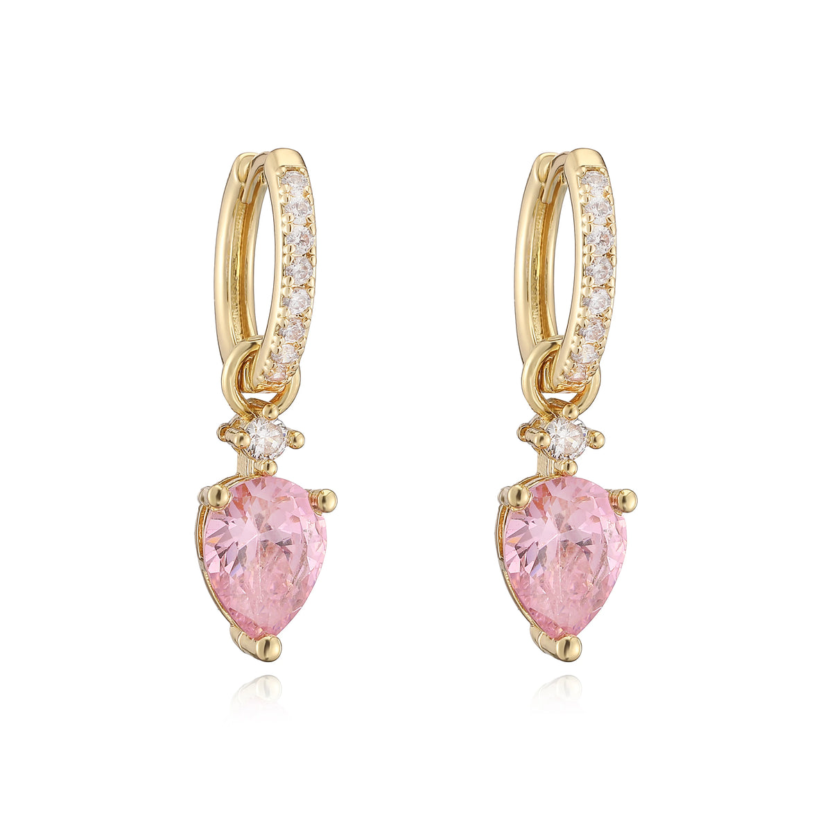 Gold-plated teardrop zircon charm hoop earrings for women by HSF Marketplace