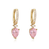 Gold-plated teardrop zircon charm hoop earrings for women by HSF Marketplace