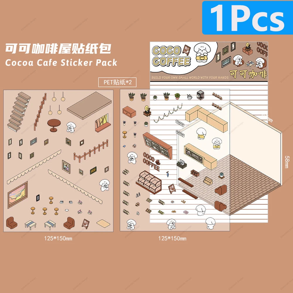 3D landscaping stickers for miniature scenes by HSF Marketplace, featuring detailed plants, rocks, and garden elements