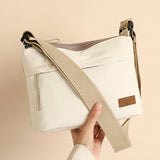 High-capacity HSF Marketplace women's shoulder crossbody bag with three main pockets, canvas design, ideal for shopping and daily use
