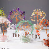 1pc Natural Crystal Lucky Tree Ornament Glass Treasure Pot Base Home Desktop Decoration Crafts Holiday Gift