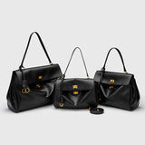 Large capacity women's split leather tote bag in a structured design with sturdy handles and spacious interior