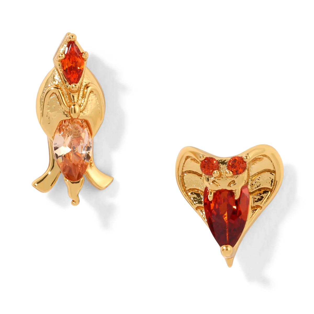 Gold color movie villain stud earrings with cubic zirconia, new design jewelry for women and girls