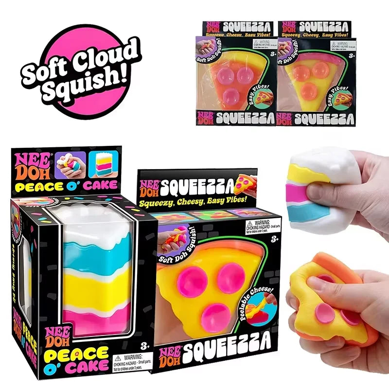 2026 Cheesy Pizza Squeeze Toy, Squeezza Stress Relief Fidget Toy, Soft Textured Anxiety Relief Toy for Adults