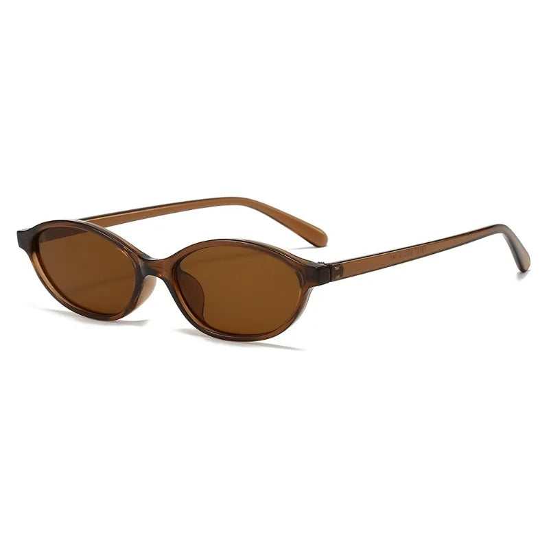 Retro oval frame sunglasses by HSF Marketplace featuring trendy small cat eye sunshade design with sun protection.