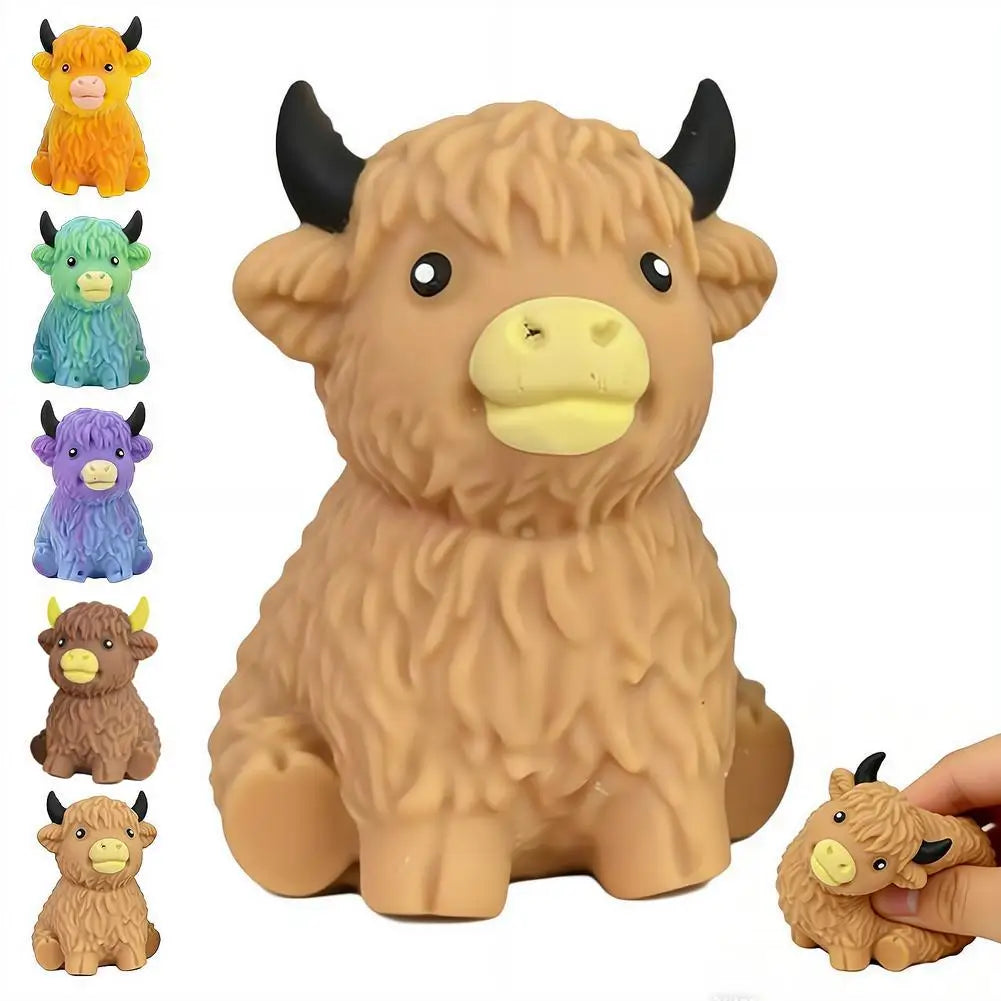 Glitter Highland Cow Squishy Toy Stress Relief Toy Anxiety Relief Fidget Toy Sensory Toy for ADHD Squeezing Stress Relief Gift