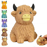 Glitter Highland Cow Squishy Toy Stress Relief Toy Anxiety Relief Fidget Toy Sensory Toy for ADHD Squeezing Stress Relief Gift