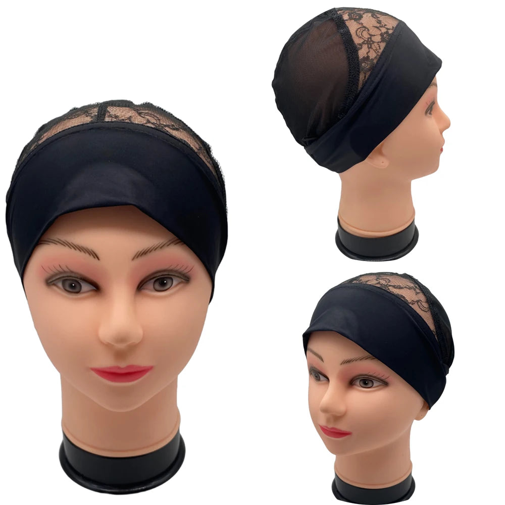 Adjustable headband wig cap with grip band for wig making by HSF Marketplace