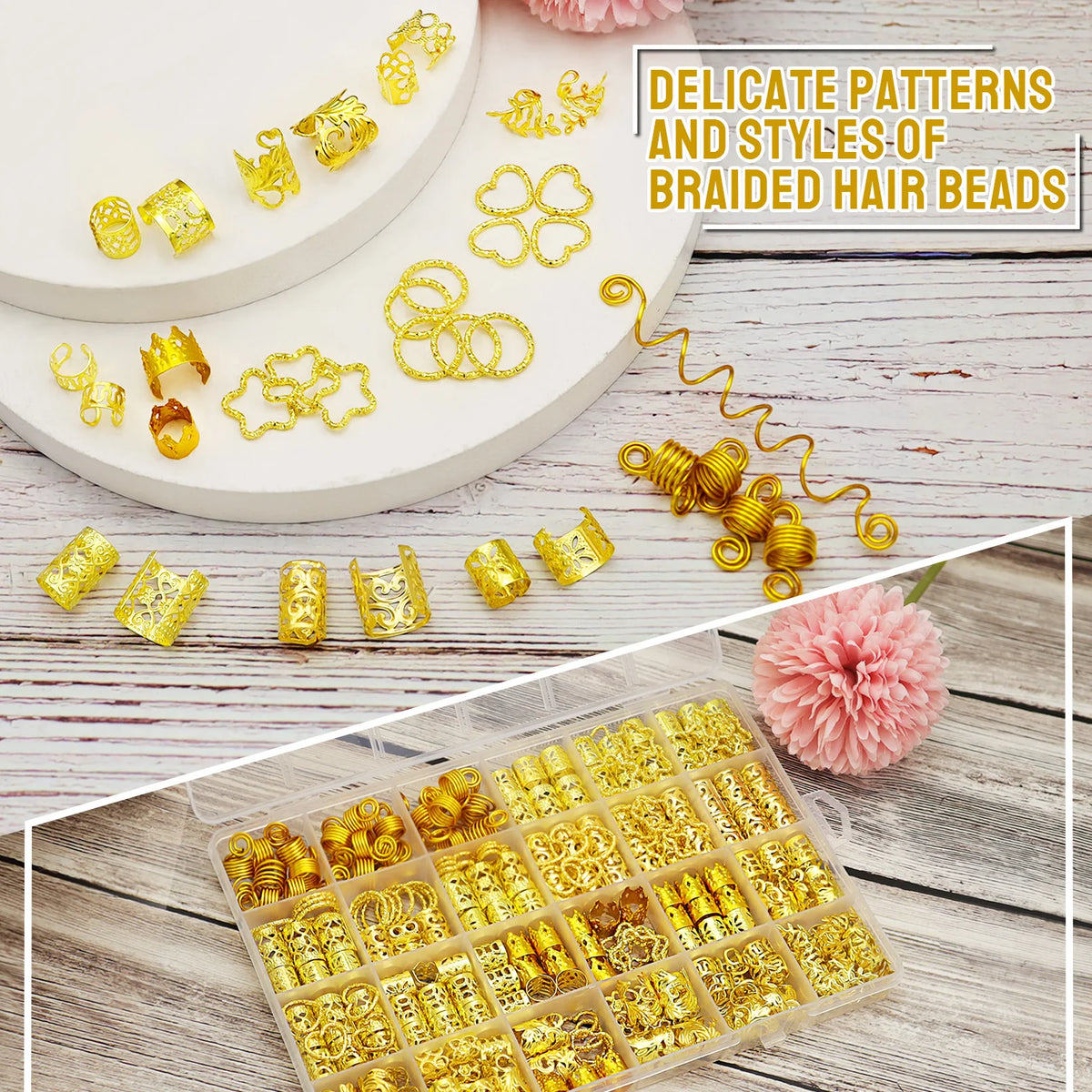 260-piece hair beads and cuffs set for braids and dreadlocks by HSF Marketplace