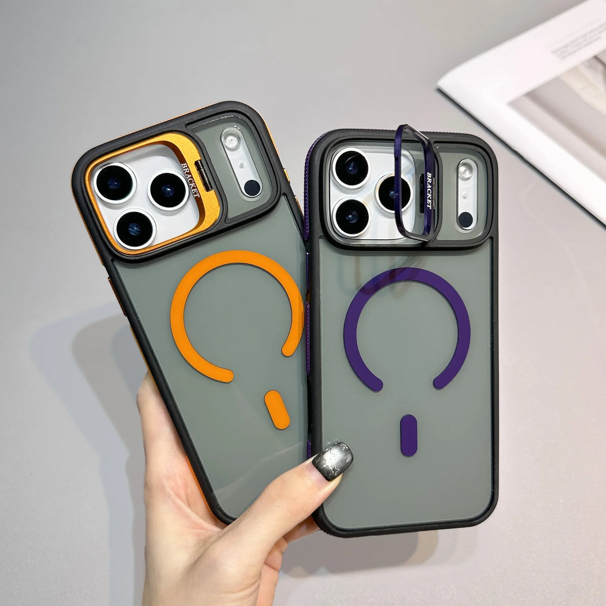 Magnetic matte phone case with kickstand for iPhone 17 and 16 by HSF Marketplace
