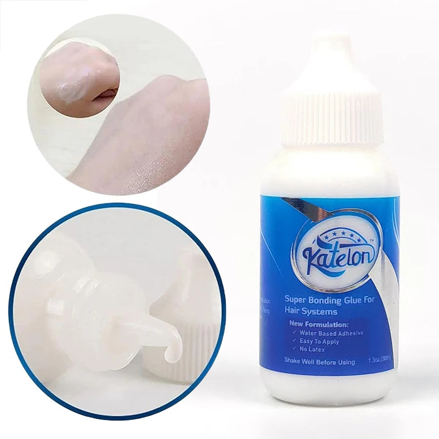 Waterproof wig glue adhesive kit by HSF Marketplace for bonding lace toupees and hair extensions, travel size, 6-piece set.
