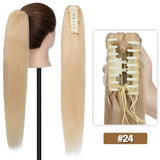 S-noilite straight human hair claw clip ponytail extension in natural black, blonde, and brown shades