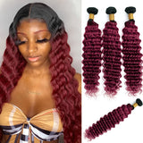 DreamDiana 12A Brazilian Deep Wave 3 Bundles with Closure Ombre Human Hair Bundles with Closure Curly Hair Bundles with Closure