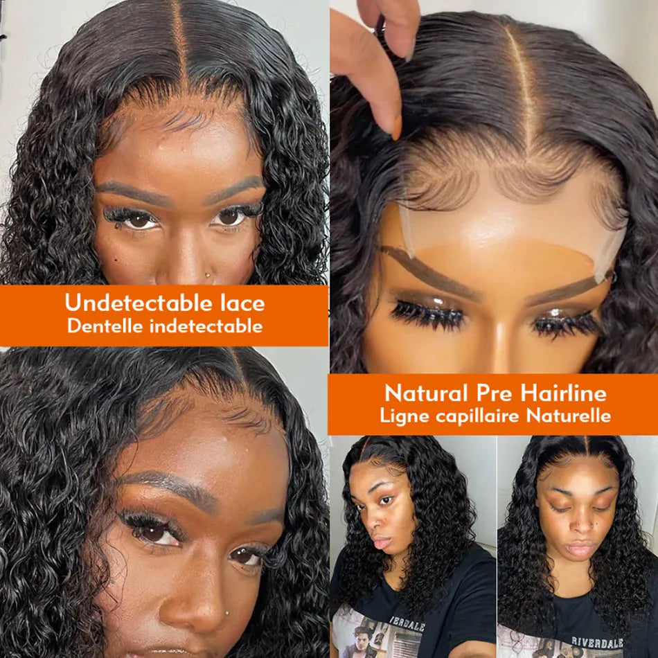 Deep Wave Bob Wig Lace Front Human Hair Wigs Deep Curly Bob 13x4 4x4 Lace Frontal Wigs Wet And Wavy Malaysia Human Hair Bob Wigs