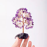 1PC Natural Gemstone Crystal Lucky Tree with Irregular Raw Stone Base for Home Office Desk Living Room Decor