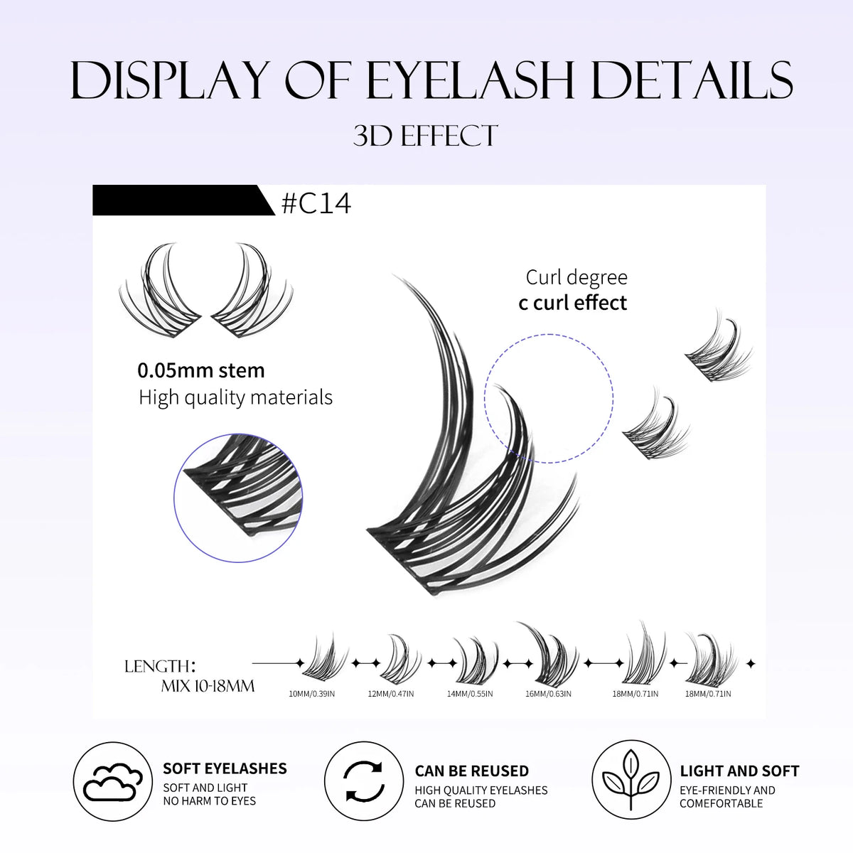 Natural Eyelash Clusters 320 pcs Volume Mixed Tray False Eyelashes by HSF Marketplace