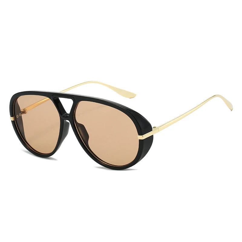 Oversized women's pilot sunglasses with double bridge, candy color gradient lenses, UV400 protection, retro style, HSF Marketplace.