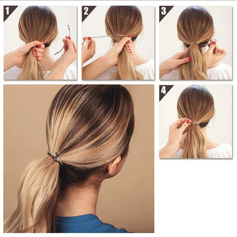 Fashionable Double Hook Headband Set for Women High Elasticity Rubber Ponytail Holder Sturdy And Stable Hair Accessory