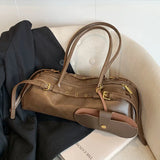 Fashion PU shoulder bag with buckle decoration, large capacity handbag for women, stylish all-match purse from HSF Marketplace.