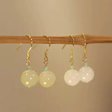 Elegant ancient style jade earrings for girls, versatile jewelry gift by HSF Marketplace