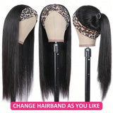HSF Marketplace 18-inch straight Brazilian human hair headband wig, natural color, 200% density for Black women