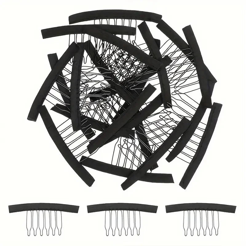25PCS Wig Making Supply Kit Unisex Adult Stretchable Mesh Caps with Weaving Thread Needles Comb Clips Adjustable Bands
