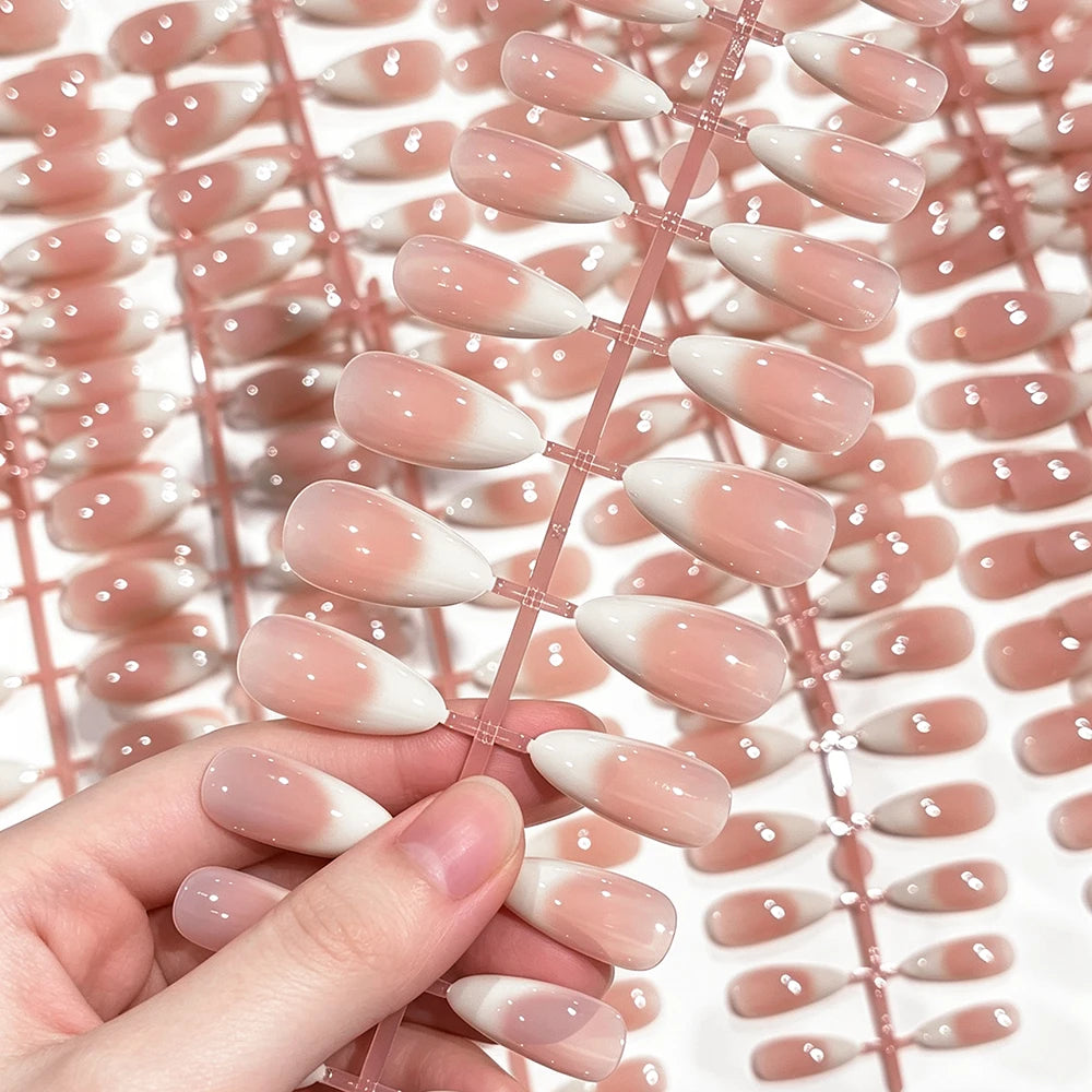 120-piece medium-long square acrylic French press-on false nails in mixed sizes by HSF Marketplace