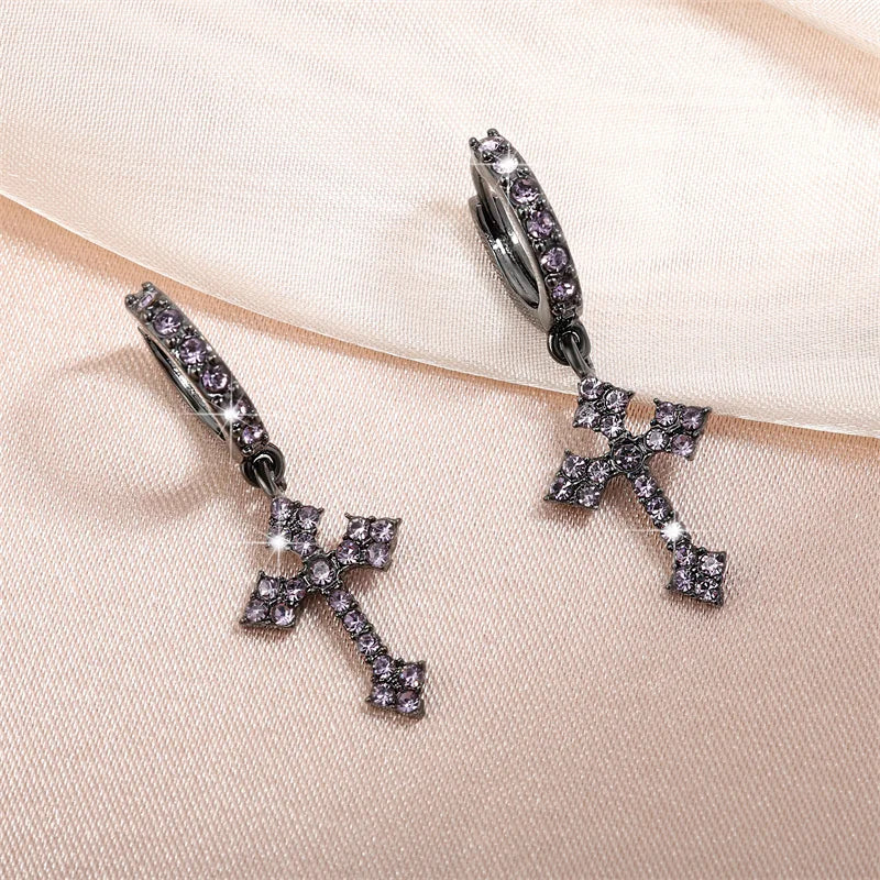 Minimalist zirconia cross dangle earrings for women by HSF Marketplace
