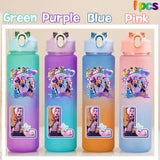 Kpop Demon Hunters gradient color water cup with straw, 750ml K-Culture merch by HSF Marketplace