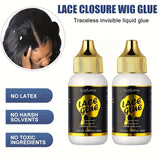 Waterproof Wig Lace Glue,Strong Hold Wig Glue Traceless,Sweat & Rain Resistant Quick Dry & Easy Removal for All Wigs &Lace Front