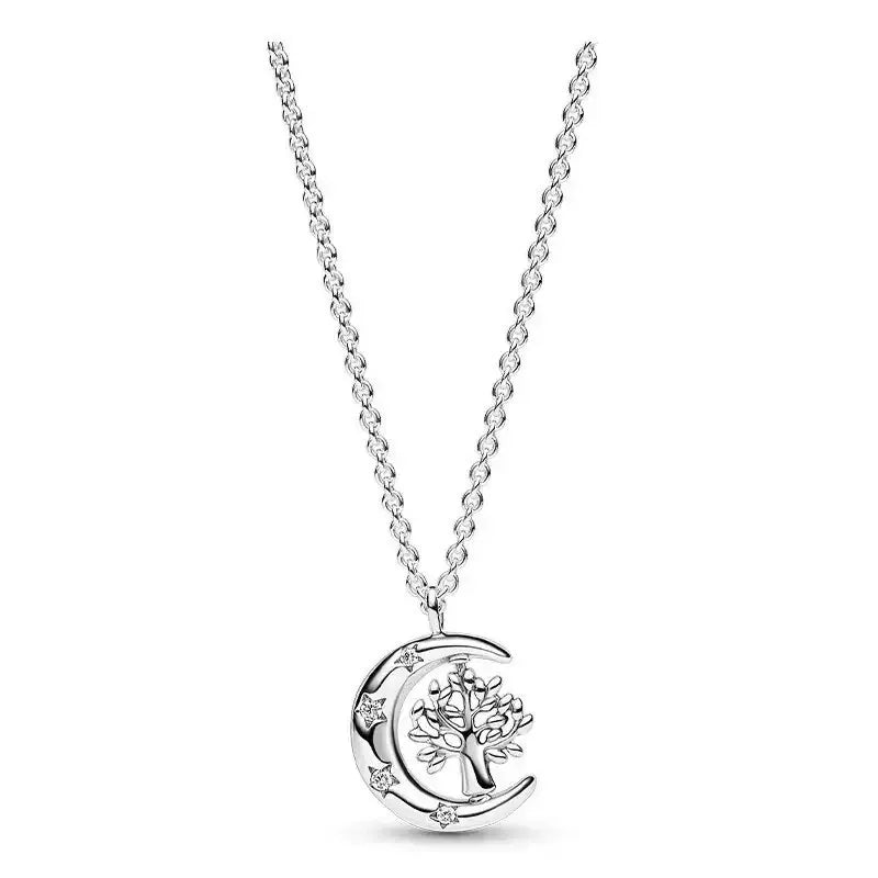 Silver heart pendant necklace with zircon circle charm, S925 pure silver jewelry for women, perfect for DIY charms and gifts