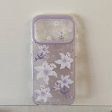Glitter Lily Flower Shockproof Phone Case for iPhone 15-18 Models