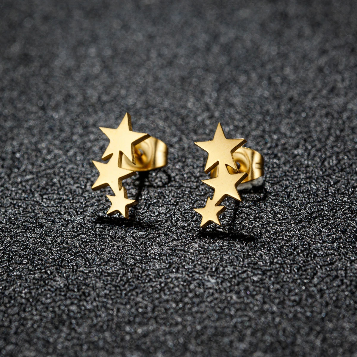 Fashion Stainless Steel Earrings Small Cute Triple Star Stud Earrings Punk Piercing Earing Women's Starry Minimalist Jewelry