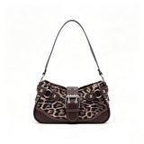 Leopard print PU leather hobo shoulder bag for women by HSF Marketplace