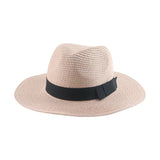 Women's black ribbon Panama straw hat by HSF Marketplace for spring and summer sun protection