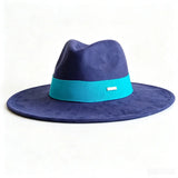 Women's HSF Marketplace suede wide-brim fedora hat in classic felt style for autumn and winter outfits