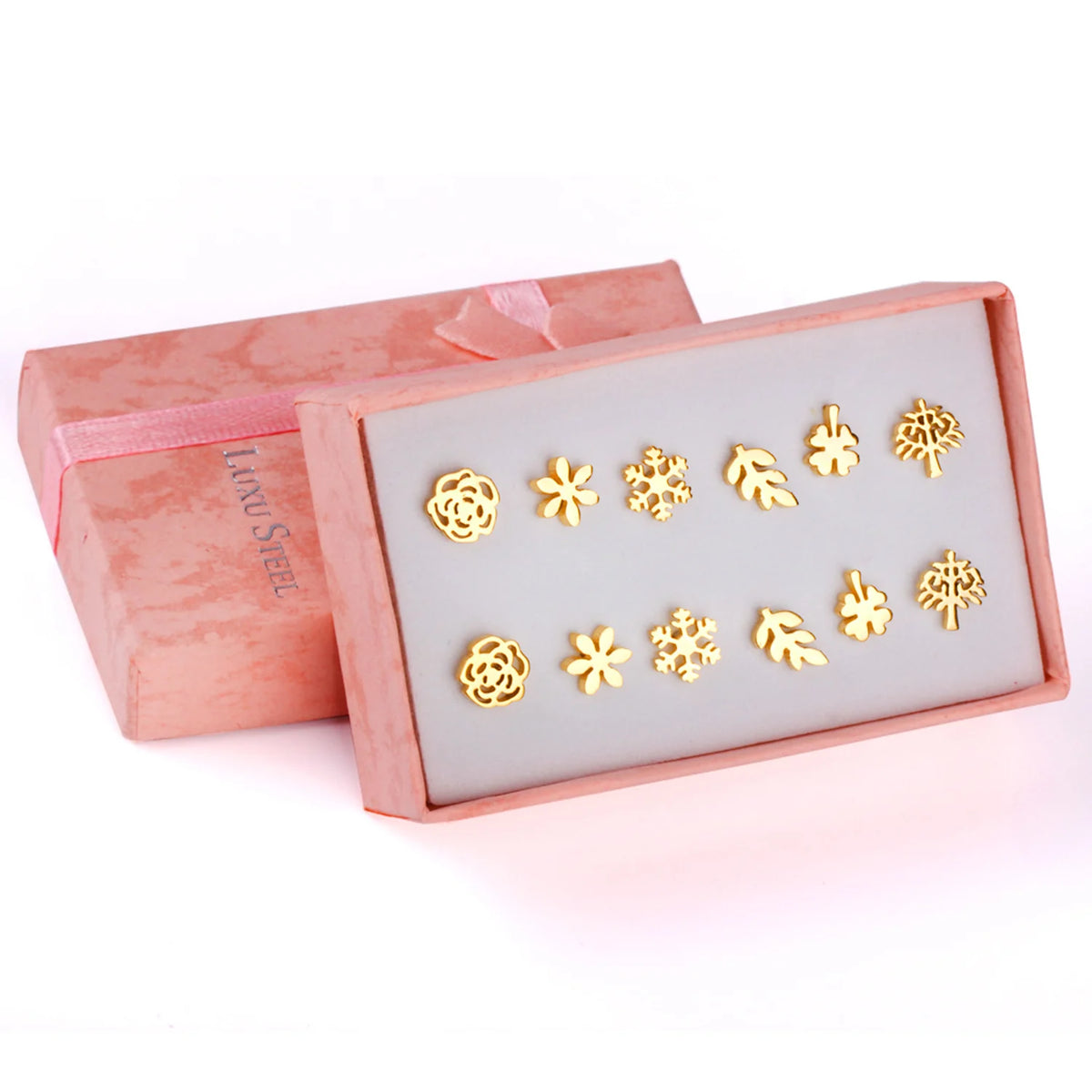 Vintage stud earrings set for women, 6 pairs in gold and silver tones by HSF Marketplace