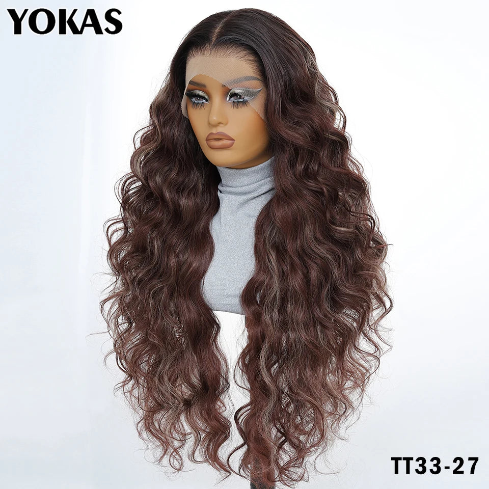 30 Inch Synthetic And Blend Lace Wigs For Women Body Wave Women Wigs 13x6 HD Lace Frontal Wigs With Baby Hair For African Female
