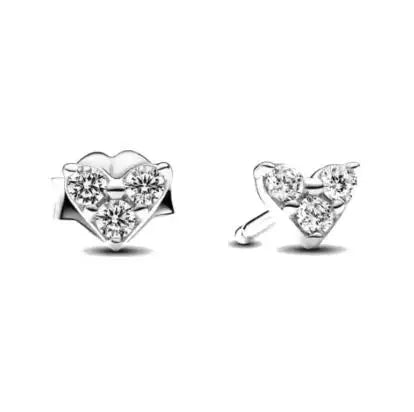925 sterling silver sparkling herbarium cluster heart halo stud earrings for women, party and wedding jewelry
