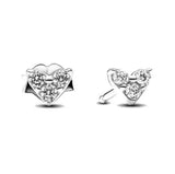 925 sterling silver sparkling herbarium cluster heart halo stud earrings for women, party and wedding jewelry