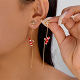 Trendy Christmas asymmetrical dangle earrings for women by HSF Marketplace, festive jewelry design