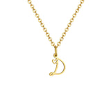 Gold plated dainty heart initial necklace for women featuring a stainless steel A-Z letter pendant, waterproof monogram jewelry.