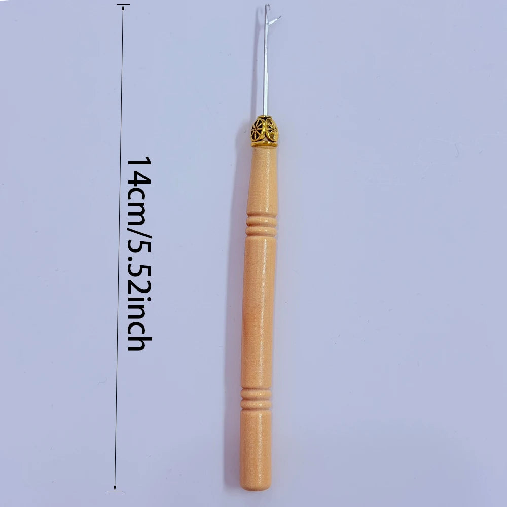 12Pcs/6Pcs/3Pcs Wood Handle Hair Extension Pulling Needle Crochet Hook for Dreadlock & Hair Extensions