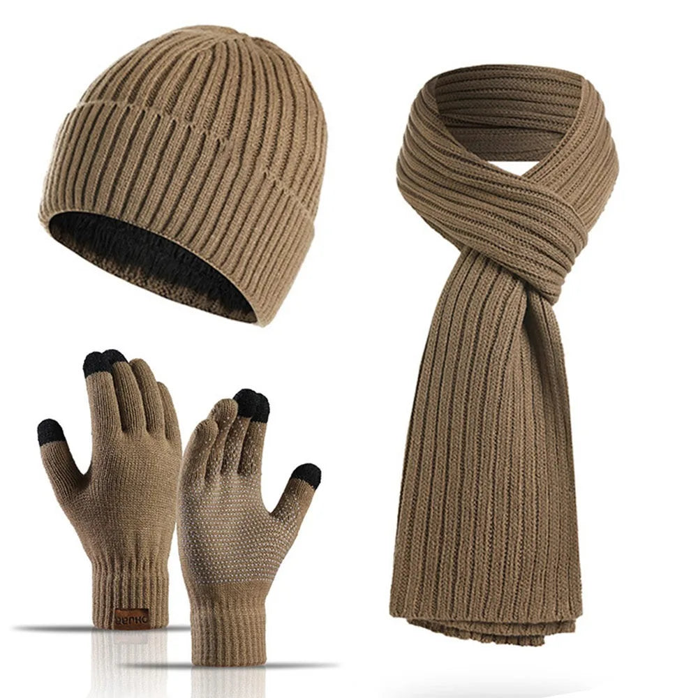 Winter warm beanie, scarf, and gloves set for men and women by HSF Marketplace